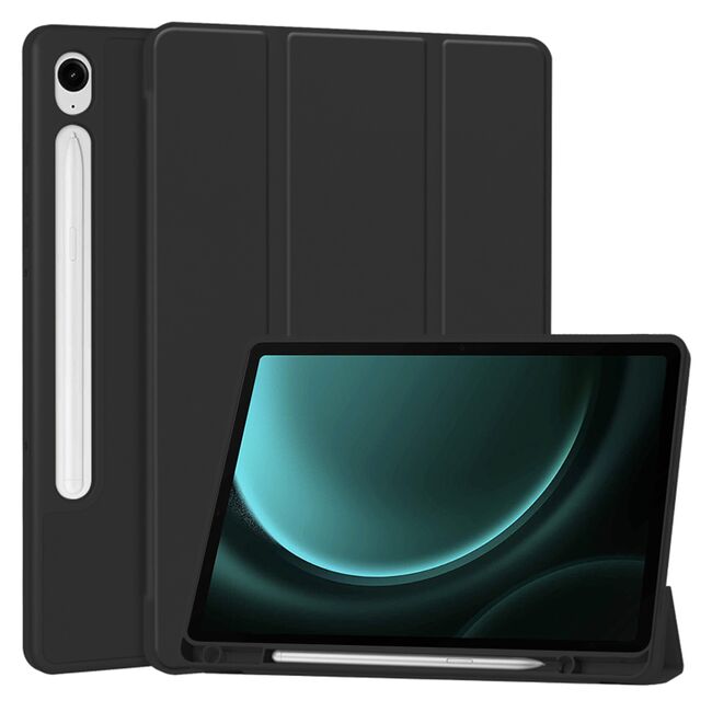 Husa pentru Samsung Galaxy Tab S9 / S9 FE / S10 FE usoara si subtire cu functie wake-up/sleep si compartiment pentru stylus, tip stand - negru