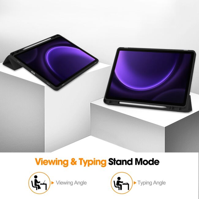 Husa pentru Samsung Galaxy Tab S9 / S9 FE / S10 FE usoara si subtire cu functie wake-up/sleep si compartiment pentru stylus, tip stand - verde deschis