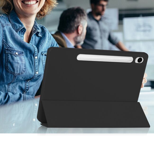 Husa pentru Samsung Galaxy Tab S9 / S9 FE / S10 FE usoara si subtire cu functie wake-up/sleep si compartiment pentru stylus, tip stand - verde deschis