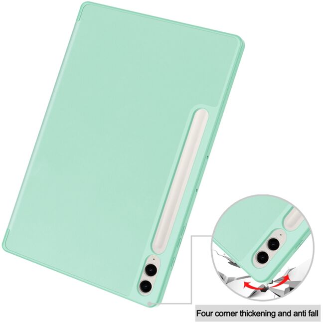 Husa pentru Samsung Galaxy Tab S9 Plus / S9 FE Plus, Tab S10 Plus usoara si subtire cu functie wake-up/sleep si compartiment pentru stylus, tip stand - verde deschis