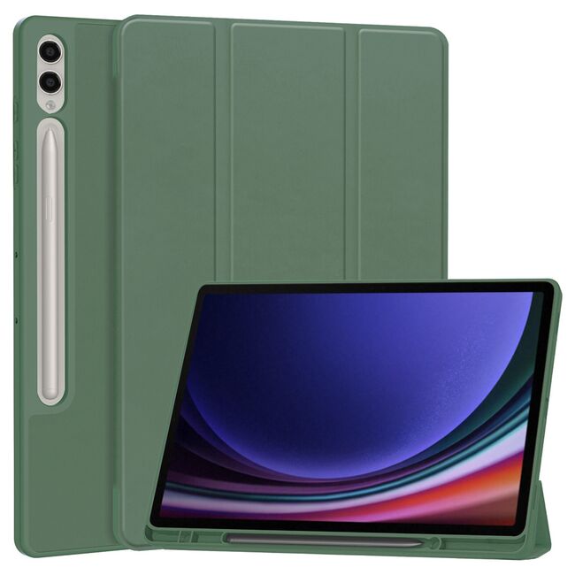 Husa pentru Samsung Galaxy Tab S9 Plus / S9 FE Plus, Tab S10 Plus usoara si subtire cu functie wake-up/sleep si compartiment pentru stylus, tip stand - verde