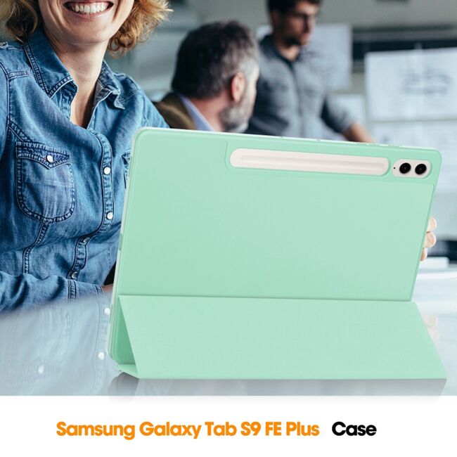 Husa pentru Samsung Galaxy Tab S9 Plus / S9 FE Plus, Tab S10 Plus usoara si subtire cu functie wake-up/sleep si compartiment pentru stylus, tip stand - verde deschis