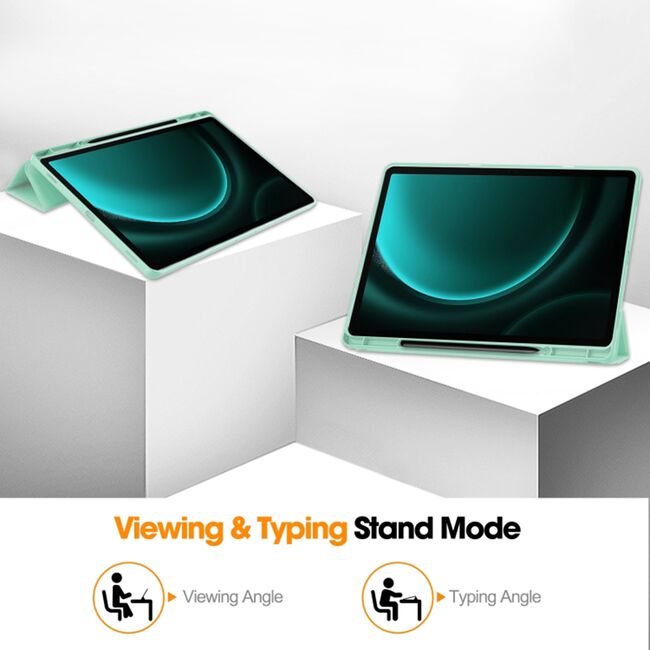 Husa pentru Samsung Galaxy Tab S9 Plus / S9 FE Plus, Tab S10 Plus usoara si subtire cu functie wake-up/sleep si compartiment pentru stylus, tip stand - verde deschis
