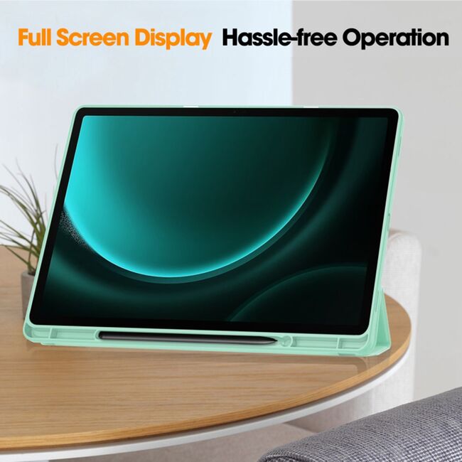 Husa pentru Samsung Galaxy Tab S9 Plus / S9 FE Plus, Tab S10 Plus usoara si subtire cu functie wake-up/sleep si compartiment pentru stylus, tip stand - verde deschis