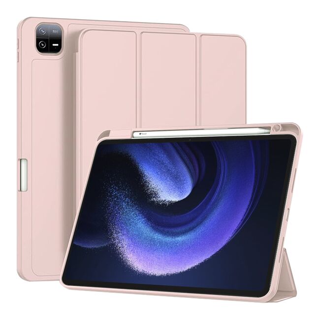 Husa pentru Xiaomi Pad 6, Pad 6 Pro Soft Shell cu functie wake-up/sleep si compartiment pentru stylus, tip stand - roz