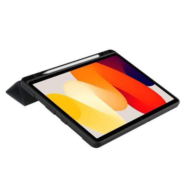 Husa pentru Xiaomi Redmi Pad SE 11 inch Soft Shell cu functie wake-up/sleep si compartiment pentru stylus, tip stand - negru