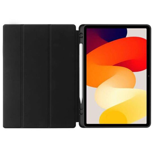 Husa pentru Xiaomi Redmi Pad SE 11 inch Soft Shell cu functie wake-up/sleep si compartiment pentru stylus, tip stand - negru