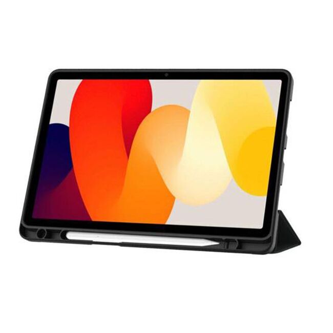 Husa pentru Xiaomi Redmi Pad SE 11 inch Soft Shell cu functie wake-up/sleep si compartiment pentru stylus, tip stand - alb