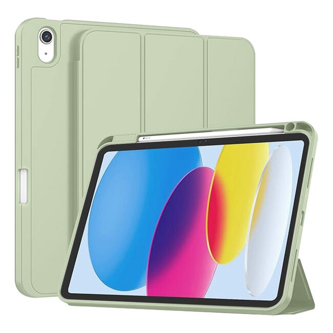 Husa pentru iPad 10 2022 10.9 inch usoara si subtire cu functie wake-up/sleep si compartiment pentru stylus, tip stand - verde deschis