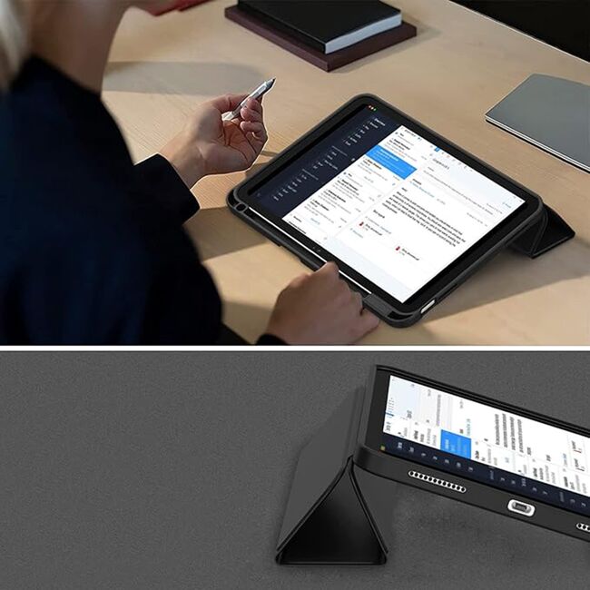 Husa pentru iPad 11 2025, iPad 10 2022 usoara si subtire cu functie wake-up/sleep si compartiment pentru stylus, tip stand - verde deschis