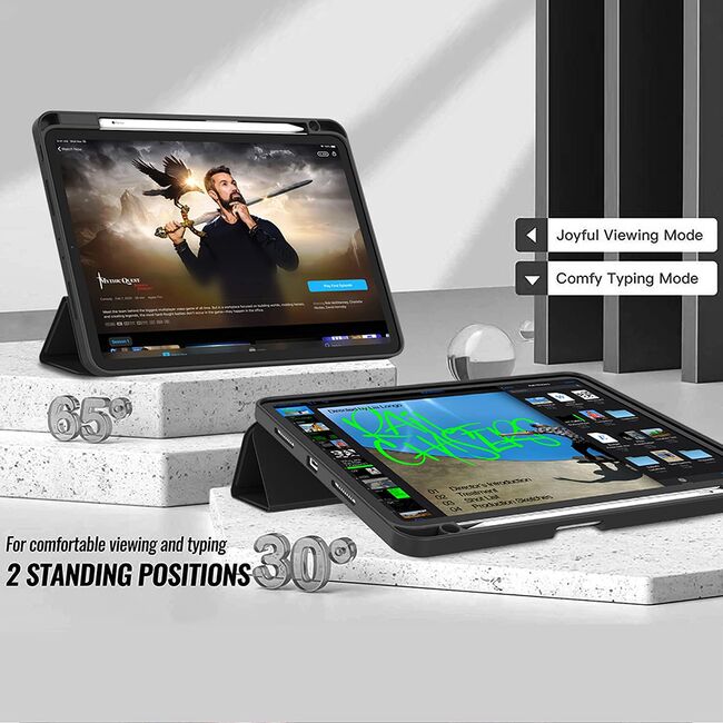 Husa pentru iPad Air 13 2025 / 2024 M3, M2 usoara si subtire cu functie wake-up/sleep si compartiment pentru stylus, tip stand - mov