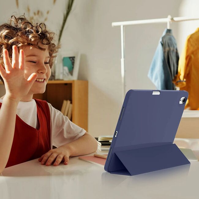 Husa pentru iPad Air 11 inch 2024 / 2025​ M2, M3 Soft Shell cu functie wake-up/sleep si compartiment pentru stylus, tip stand - albastru