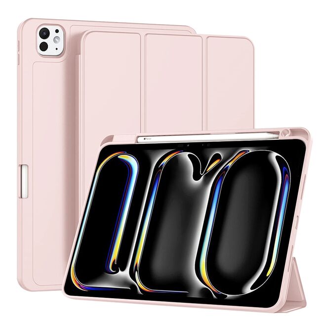Husa pentru iPad Pro 11 (2024) M4 Soft Shell cu functie wake-up/sleep si compartiment pentru stylus, tip stand - roz