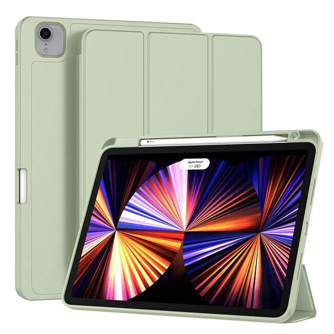 Husa pentru iPad Pro 11 inch 2022, 2021 Soft Shell cu functie wake-up/sleep si compartiment pentru stylus, tip stand - verde deschis