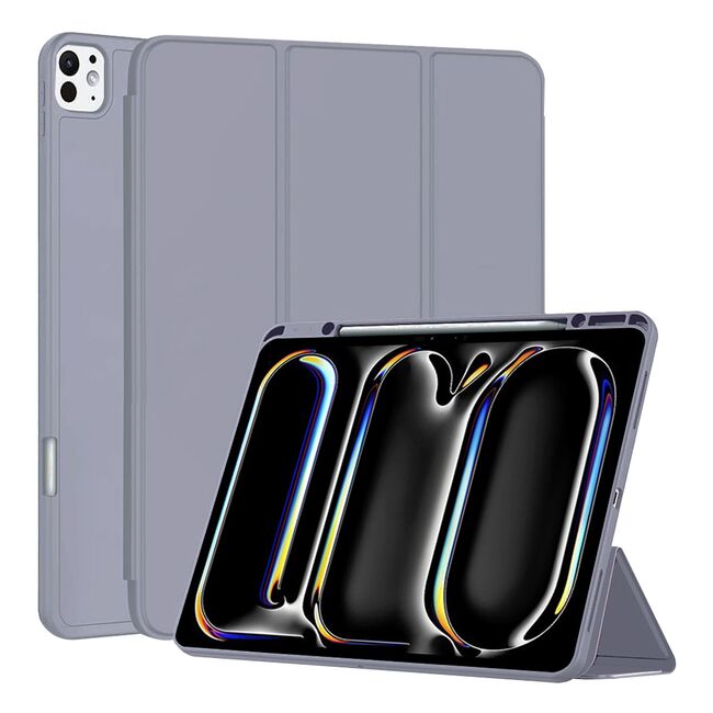 Husa pentru iPad Pro 13" (2024) Soft Shell cu functie wake-up/sleep si compartiment pentru stylus, tip stand - mov