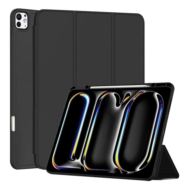 Husa pentru iPad Pro 13" (2024) Soft Shell cu functie wake-up/sleep si compartiment pentru stylus, tip stand - negru