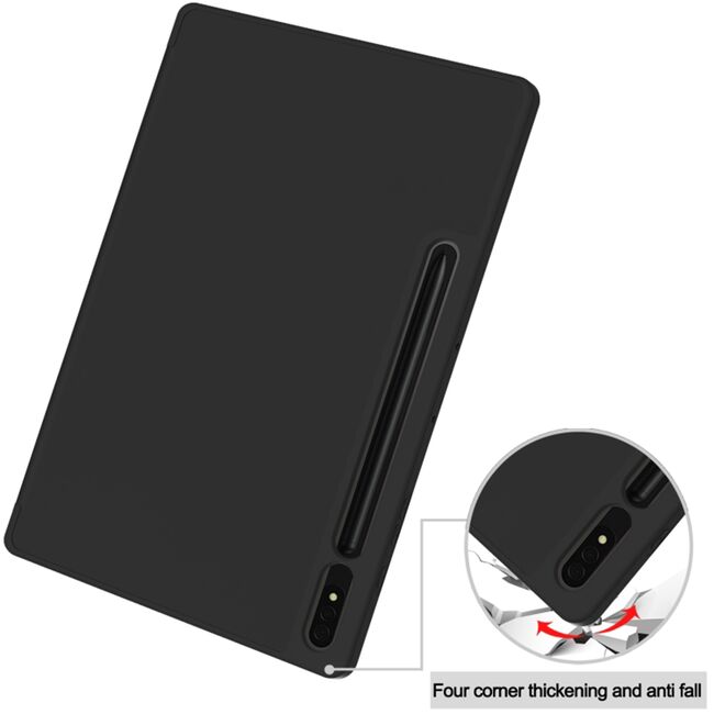 Husa pentru iSamsung Galaxy Tab S8 Ultra usoara si subtire cu functie wake-up/sleep si compartiment pentru stylus, tip stand - albastru deschis