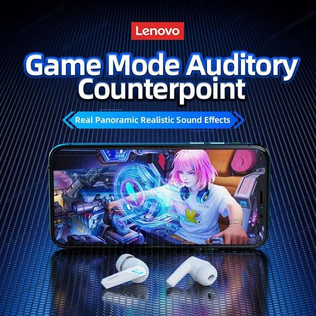 Casti pentru gaming Bluetooth wireless Lenovo GM2 Pro, negru