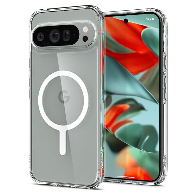 Husa premium pentru  Google Pixel 9 Pro XL Spigen Ultra Hybrid MagSafe OneTap Ring transparent - alb
