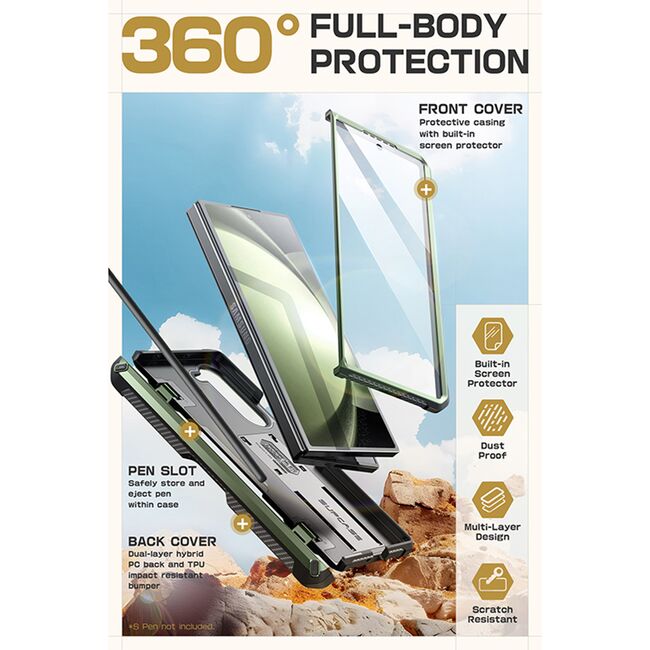 Husa cu folie integrata pentru Samsung Galaxy Z Fold 6 Supcase Unicorn Beetle Pro, verde