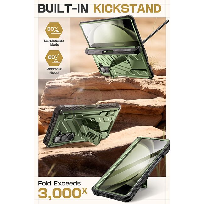 Husa cu folie integrata pentru Samsung Galaxy Z Fold 6 Supcase Unicorn Beetle Pro, verde