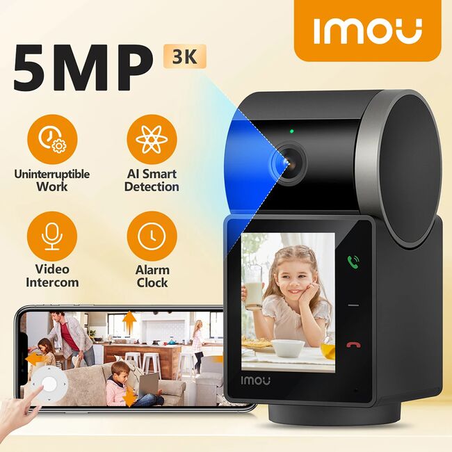 Camera supraveghere interior smart Imou, 5MP, Night Vision, Human Detection, 2000mAh, IPC-S2VBP-5M0WR