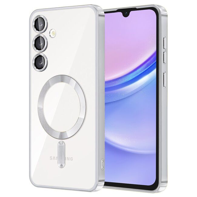 Husa pentru  Samsung Galaxy A15 cu MagSafe si protectie pentru lentile anti-shock 1.5 mm - argintiu