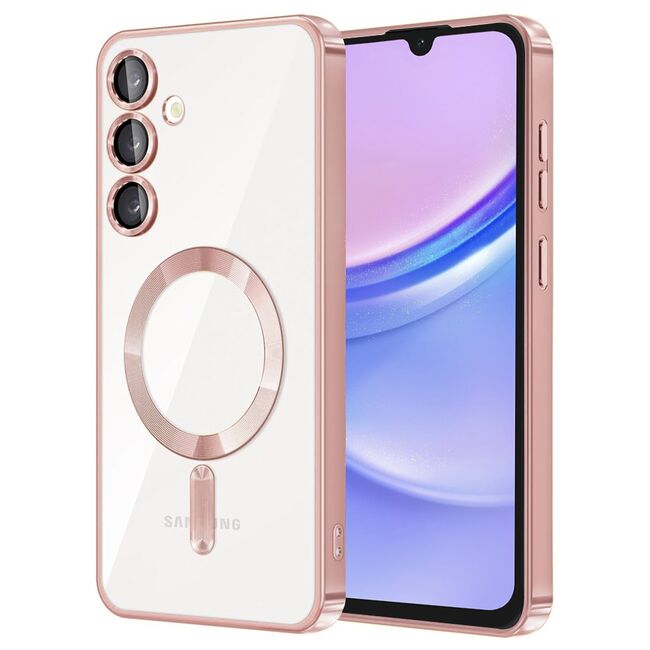Husa pentru  Samsung Galaxy A15 cu MagSafe si protectie pentru lentile anti-shock 1.5 mm - roz