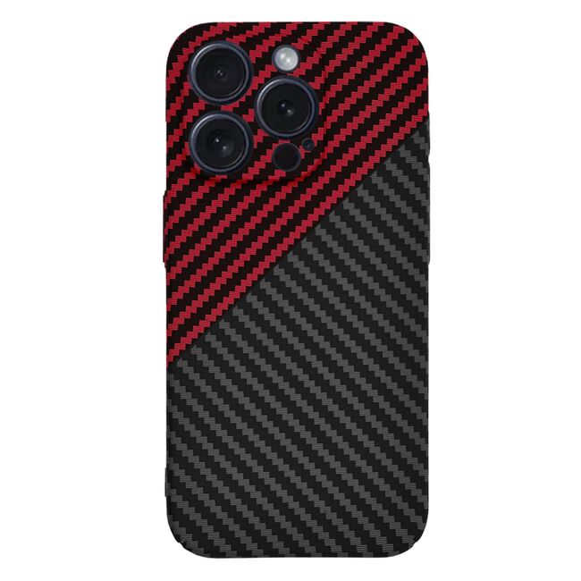 Husa pentru  iPhone 15 Pro Max CarbonFiber UltraSlim, Lightweight, rosu / negru