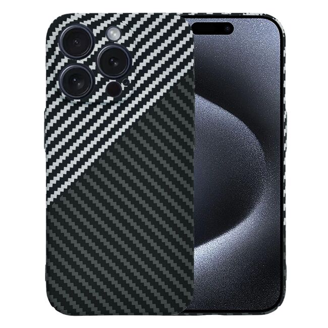 Husa pentru  iPhone 15 Pro Max CarbonFiber UltraSlim, Lightweight, gri