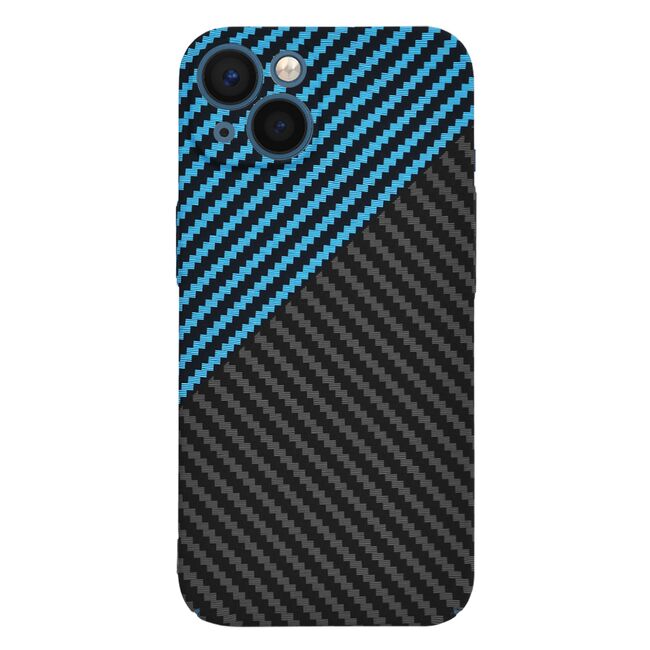Husa pentru  iPhone 13 CarbonFiber UltraSlim, Lightweight, albastru / negru