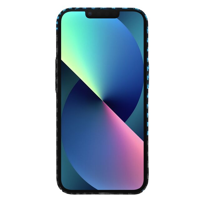 Husa pentru  iPhone 13 CarbonFiber UltraSlim, Lightweight, albastru / negru