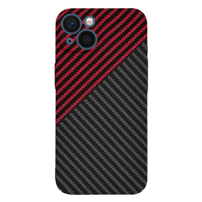 Husa pentru  iPhone 13 CarbonFiber UltraSlim, Lightweight, rosu / negru