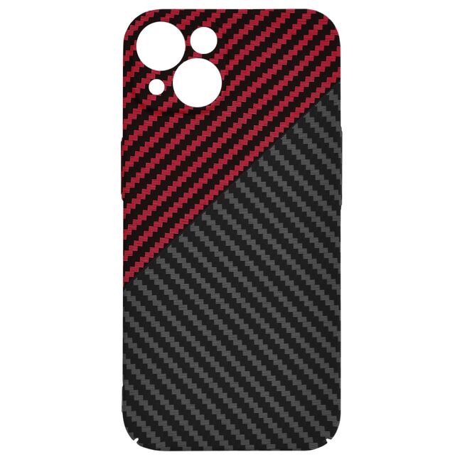 Husa pentru  iPhone 13 CarbonFiber UltraSlim, Lightweight, rosu / negru