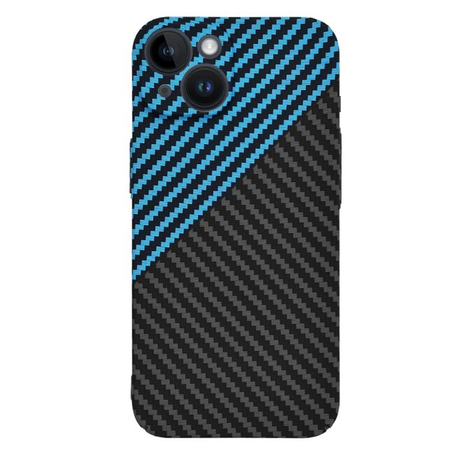 Husa pentru  iPhone 14 CarbonFiber UltraSlim, Lightweight, albastru / negru