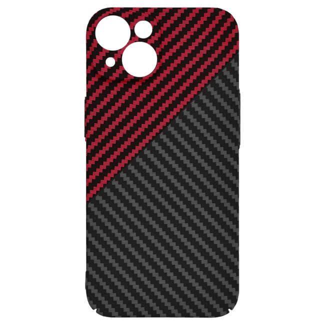 Husa pentru  iPhone 14 CarbonFiber UltraSlim, Lightweight, rosu / negru
