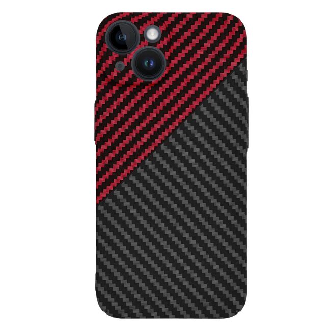 Husa pentru  iPhone 14 CarbonFiber UltraSlim, Lightweight, rosu / negru