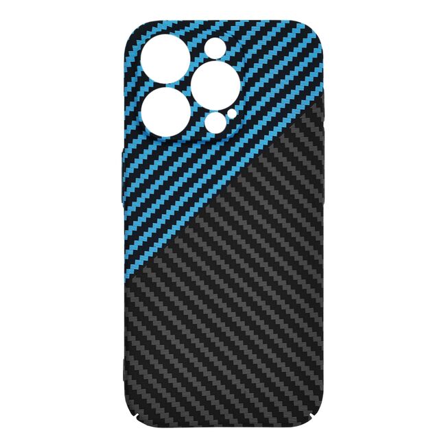 Husa pentru  iPhone 15 Pro CarbonFiber UltraSlim, Lightweight, albastru / negru