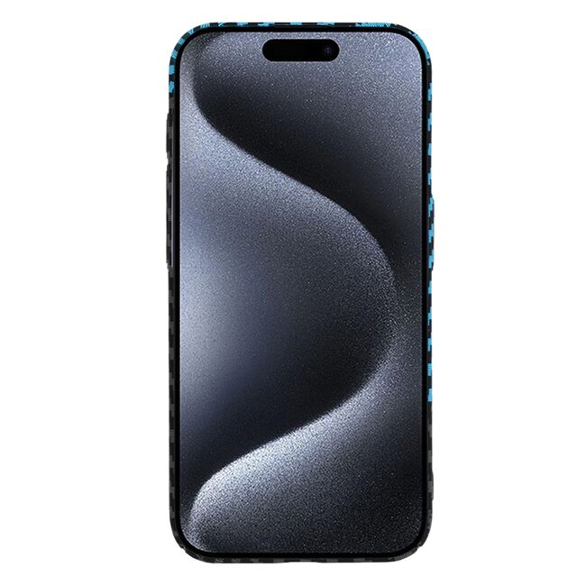 Husa pentru  iPhone 15 Pro CarbonFiber UltraSlim, Lightweight, albastru / negru
