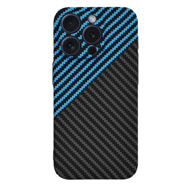 Husa pentru  iPhone 15 Pro CarbonFiber UltraSlim, Lightweight, albastru / negru