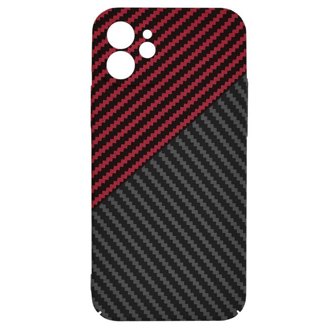 Husa pentru iPhone 12 CarbonFiber UltraSlim, Lightweight, rosu / negru