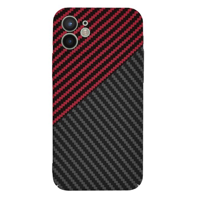Husa pentru iPhone 12 CarbonFiber UltraSlim, Lightweight, rosu / negru