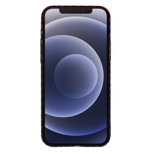Husa pentru iPhone 12 CarbonFiber UltraSlim, Lightweight, rosu / negru