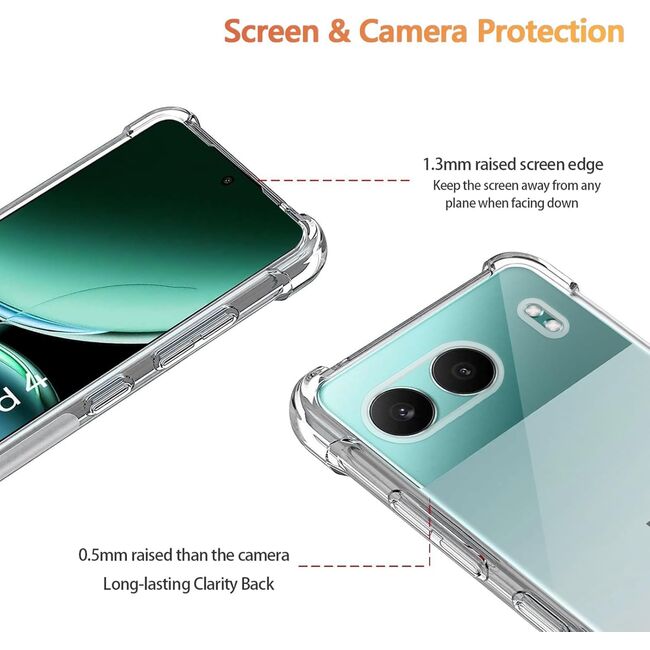 Husa pentru  OnePlus Nord 4 Anti-Shock 1.5mm, reinforced 4 corners, cu protectie lentile, transparent