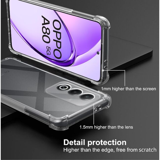 Husa pentru  Oppo A80, Anti-Shock 1.5mm, reinforced 4 corners, cu protectie lentile, transparent