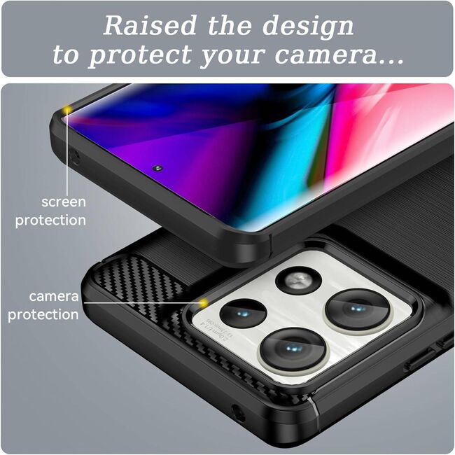 Husa pentru Motorola Edge 50 Carbon Liquid Silicone, negru
