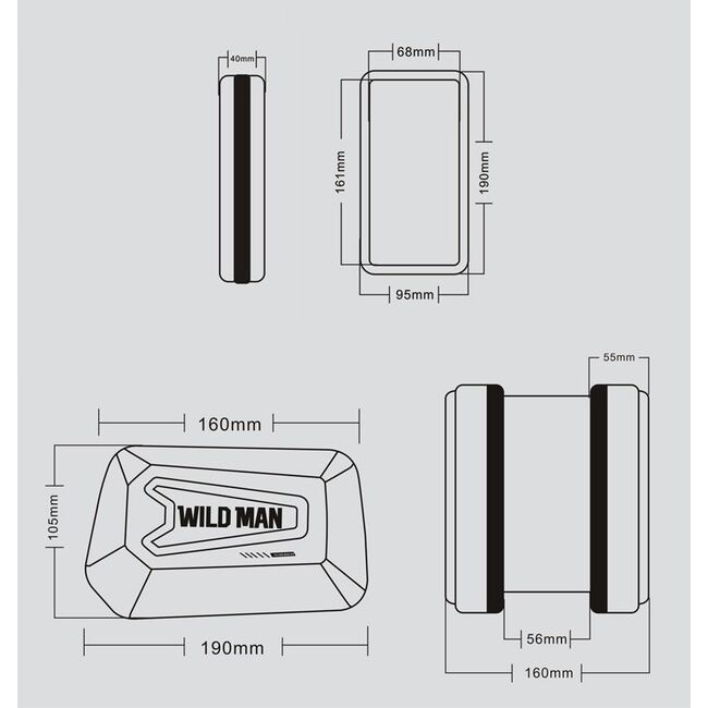 Geanta pentru bicicleta, montaj pe cadru, Wildman XL cu husa detasabila pentru telefon, negru