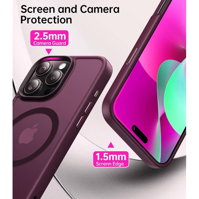 Husa pentru  iPhone 16 Pro Max cu MagSafe, Ghost Series, frosted - bordeaux