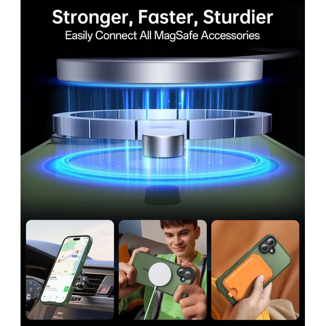 Husa pentru  iPhone 16 cu MagSafe, Ghost Series, frosted - verde