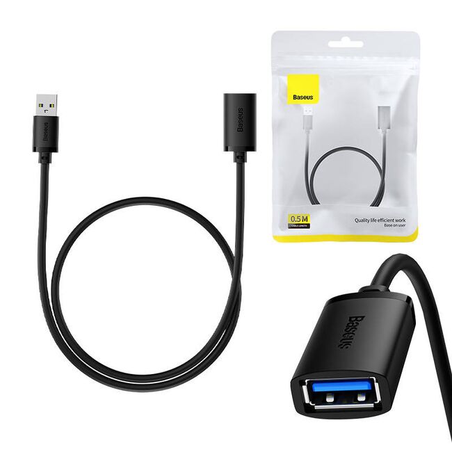 Cablu extensie USB, 0.5m Baseus AirJoy Series, negru